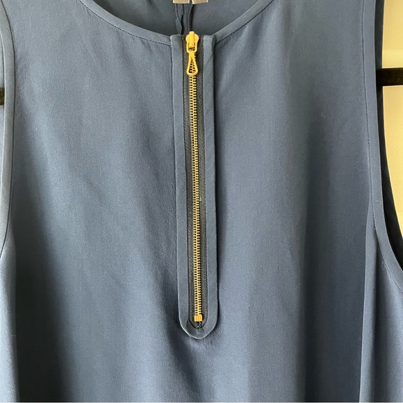 Vince Blue Silk Zippered Tank Top - Picture 3 of 8